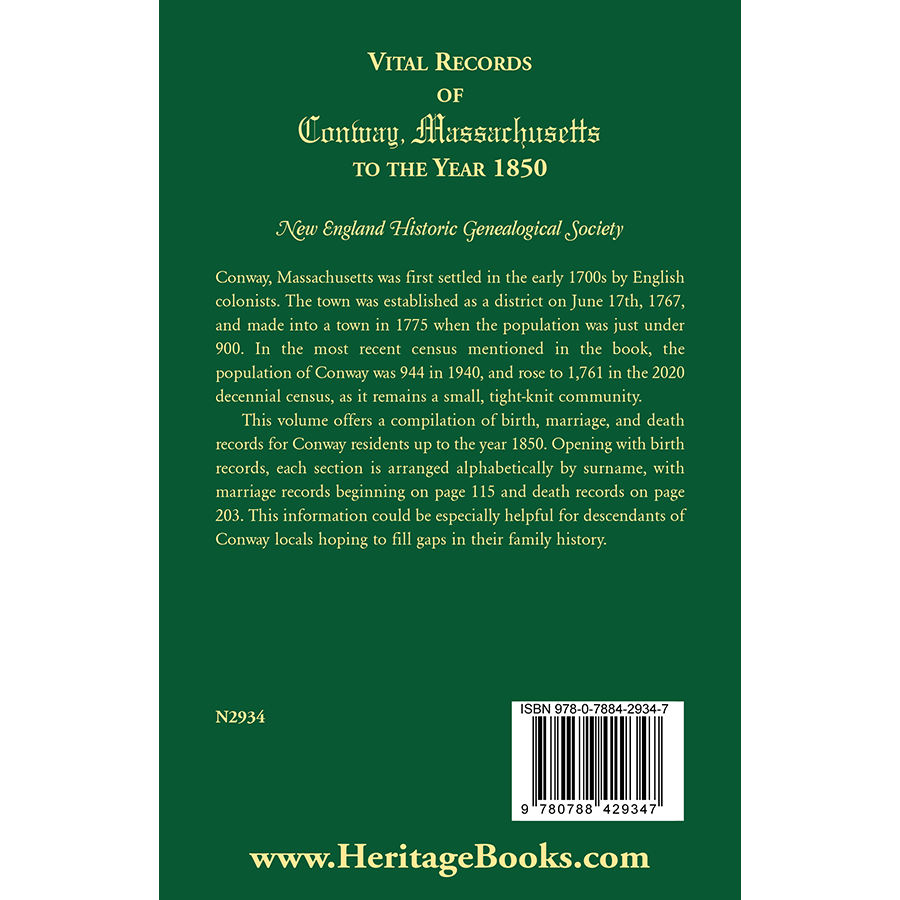 Vital Records of Conway, Massachusetts