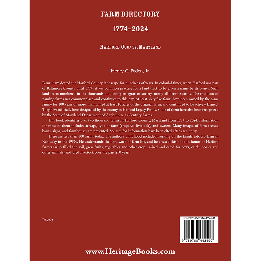Farm Directory, 1774-2024, Harford County, Maryland