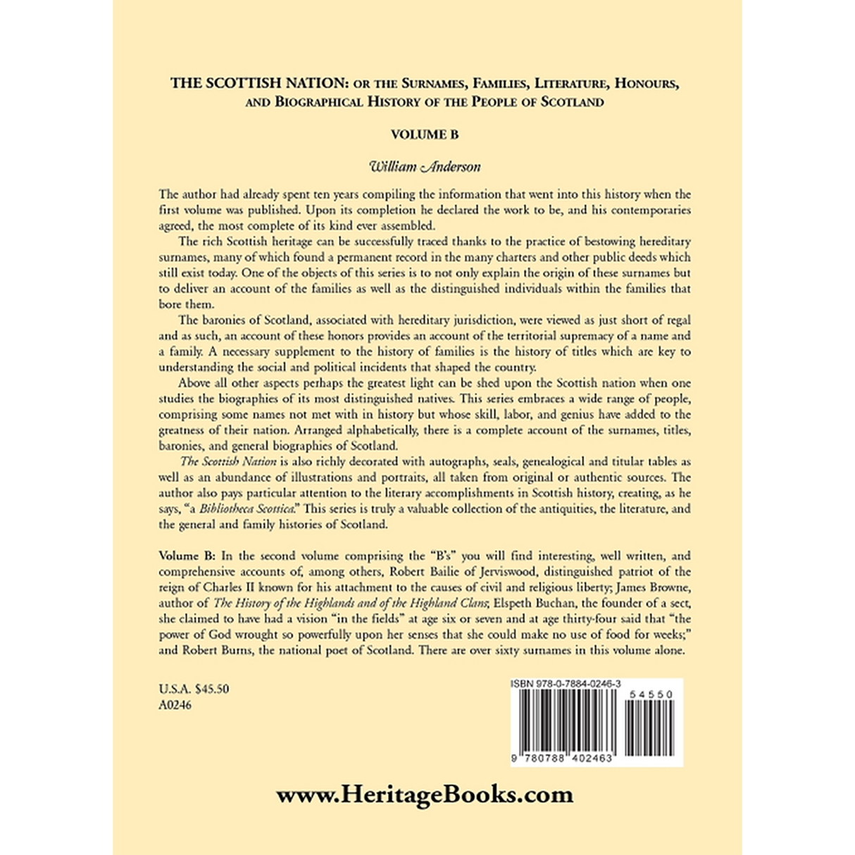 The Scottish Nation: Volume B back cover