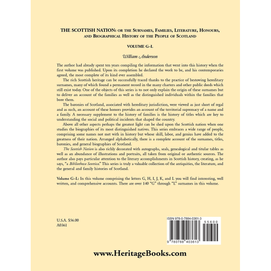 The Scottish Nation: Volume G-L back cover