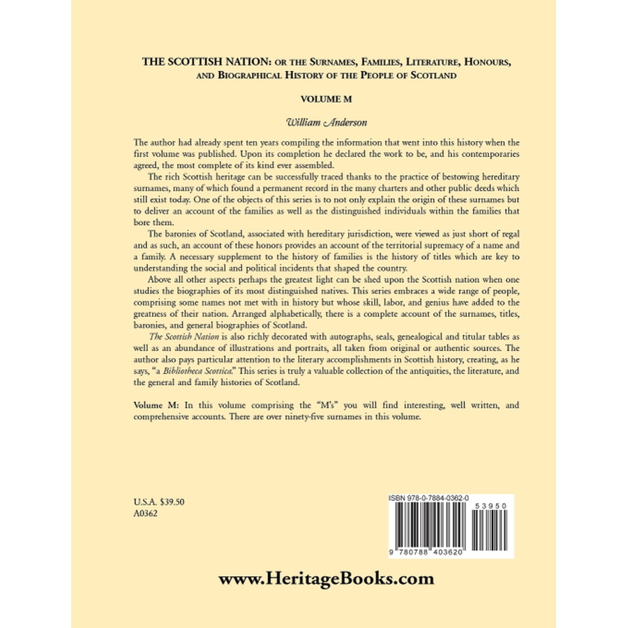 The Scottish Nation: Volume M back cover