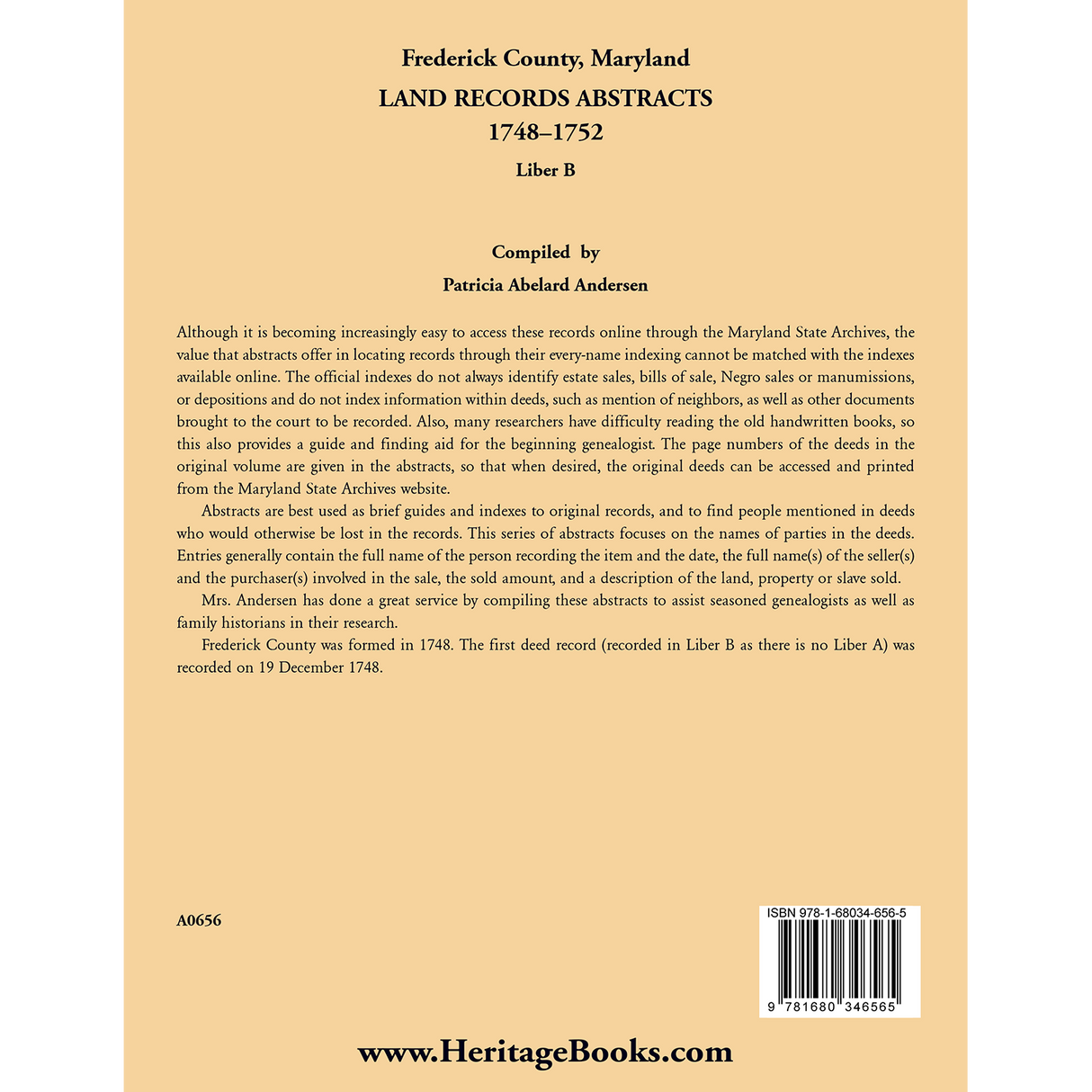Frederick County, Maryland Land Records Abstracts, Liber B, 1748-1752 back cover