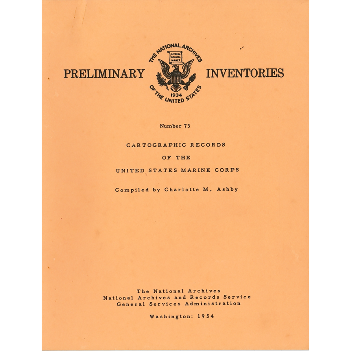 Preliminary Inventories No. 73, Cartographic Records of the United States Marine Corps, Record Group 127