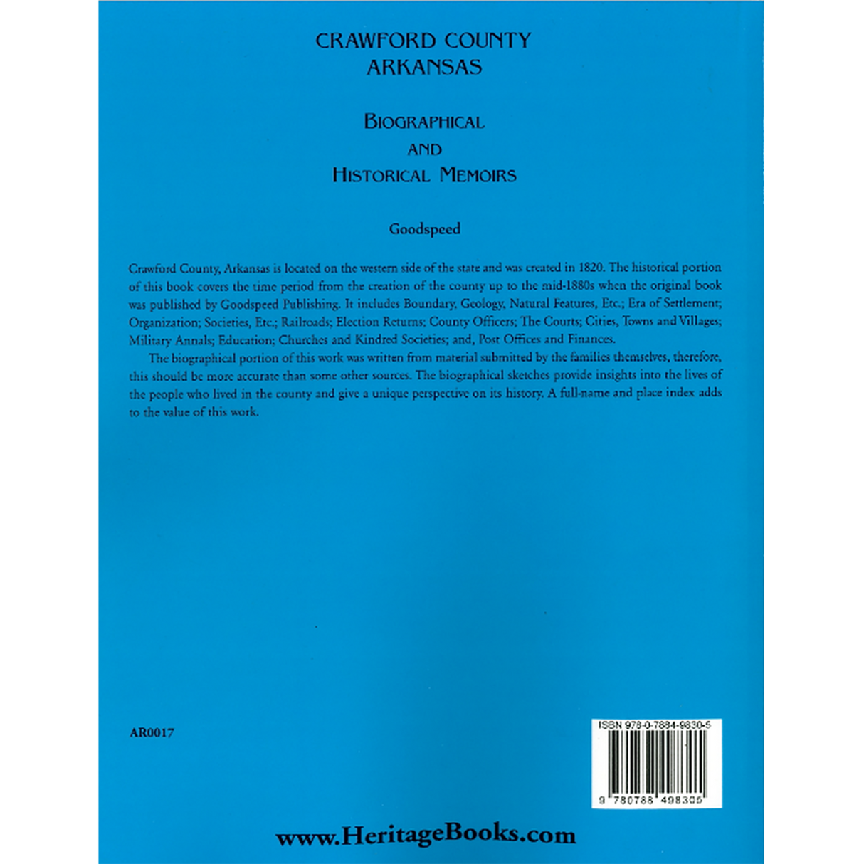 Crawford County, Arkansas Biographical and Historical Memoirs back cover