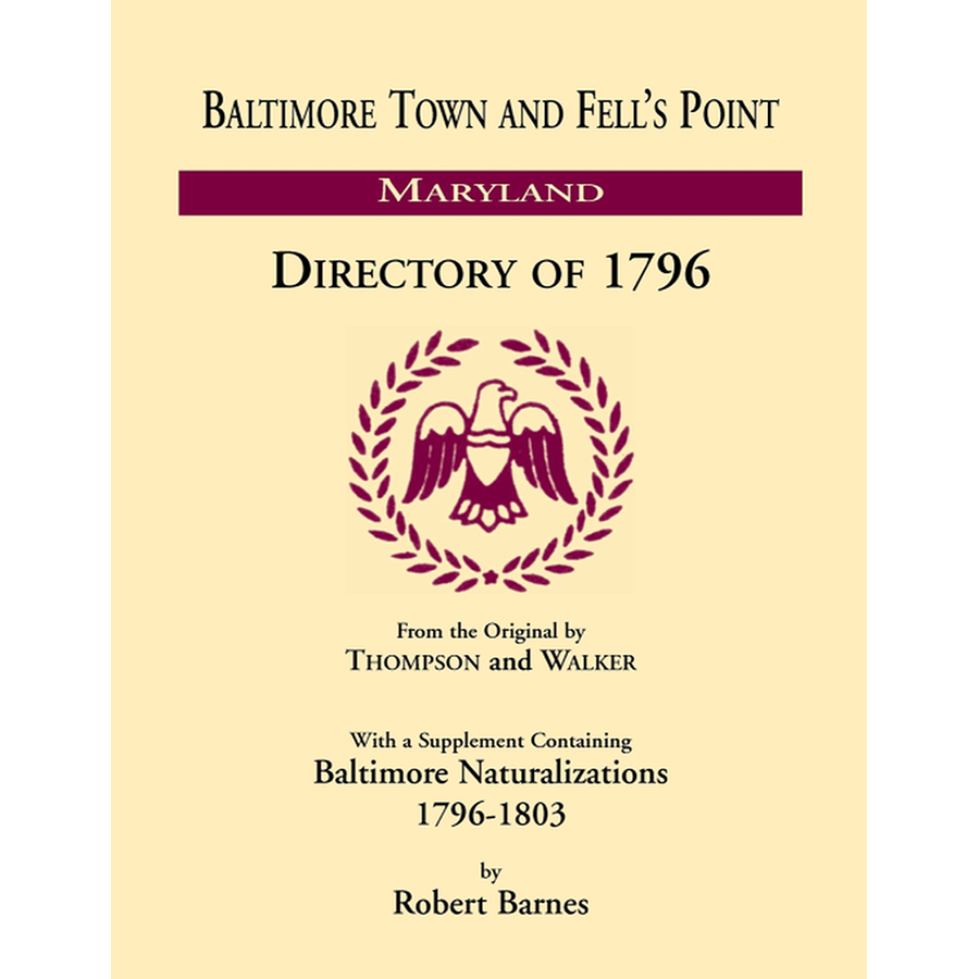 Baltimore and Fell's Point, Maryland Directory of 1796