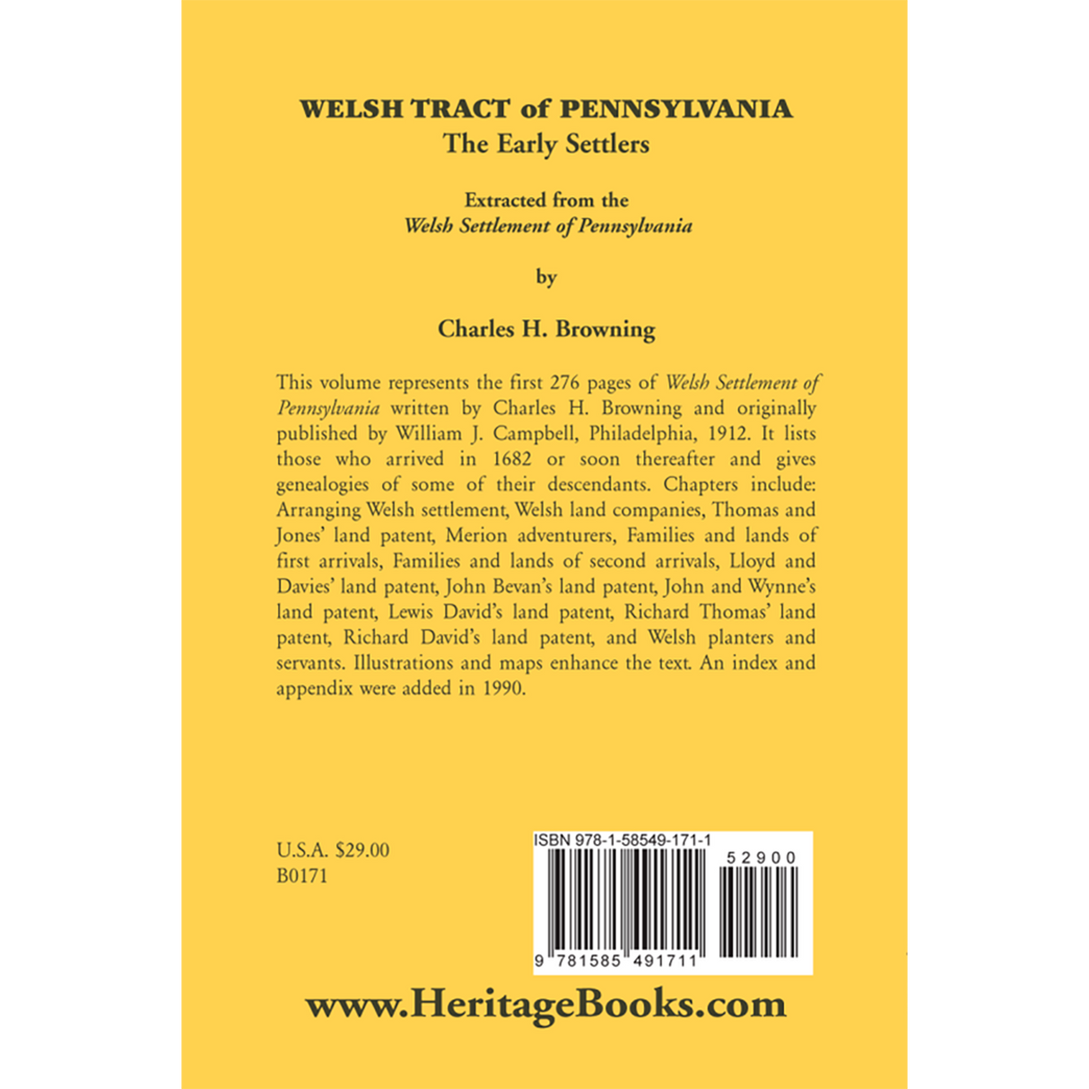Welsh Tract of Pennsylvania: The Early Settlers back cover