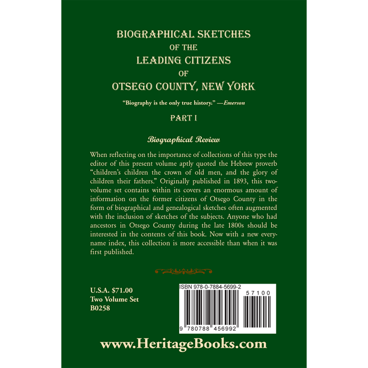 Biographical Sketches of the Leading Citizens of Otsego County, New York vol. 1 back cover