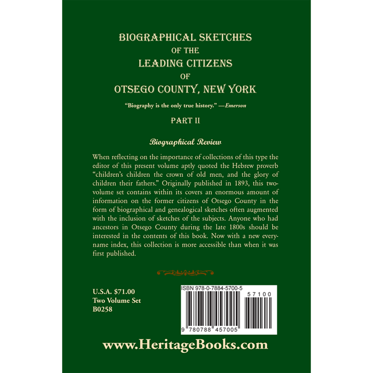 Biographical Sketches of the Leading Citizens of Otsego County, New York vol. 2 back cover