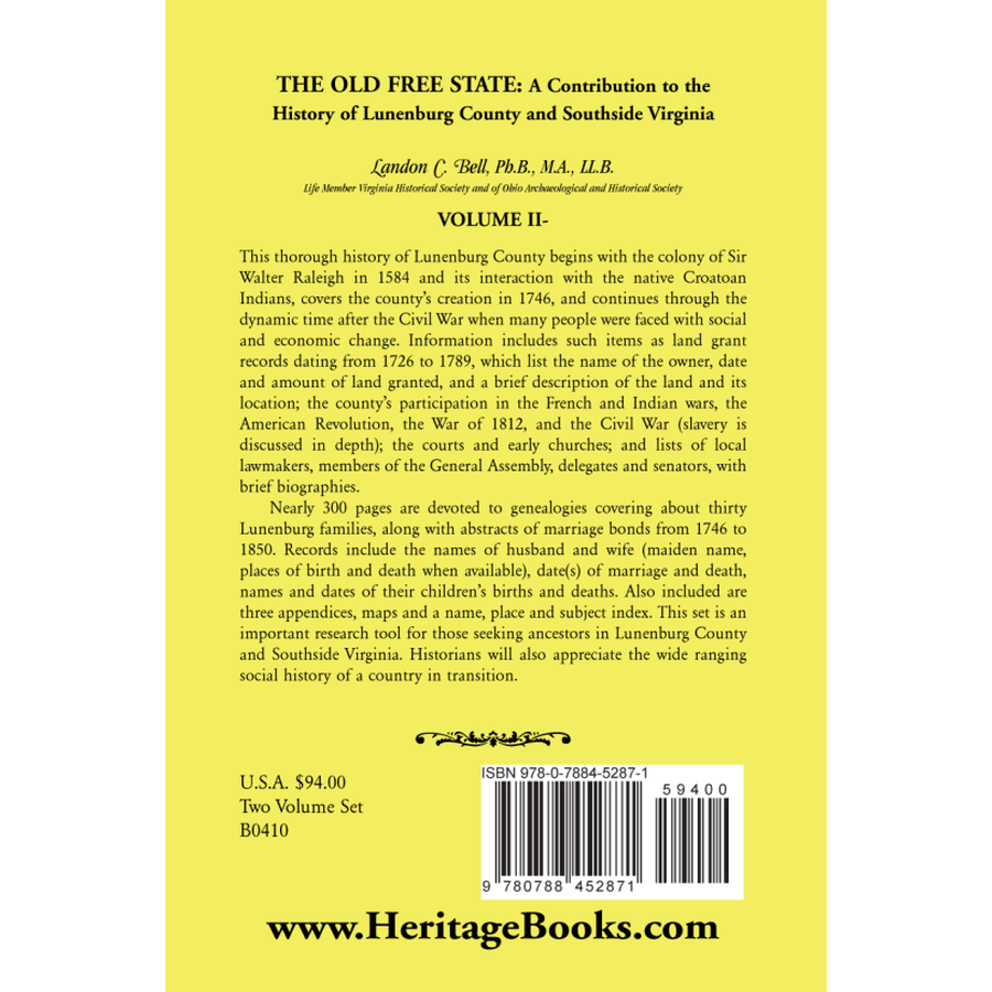 The Old Free State vol. 2 back cover