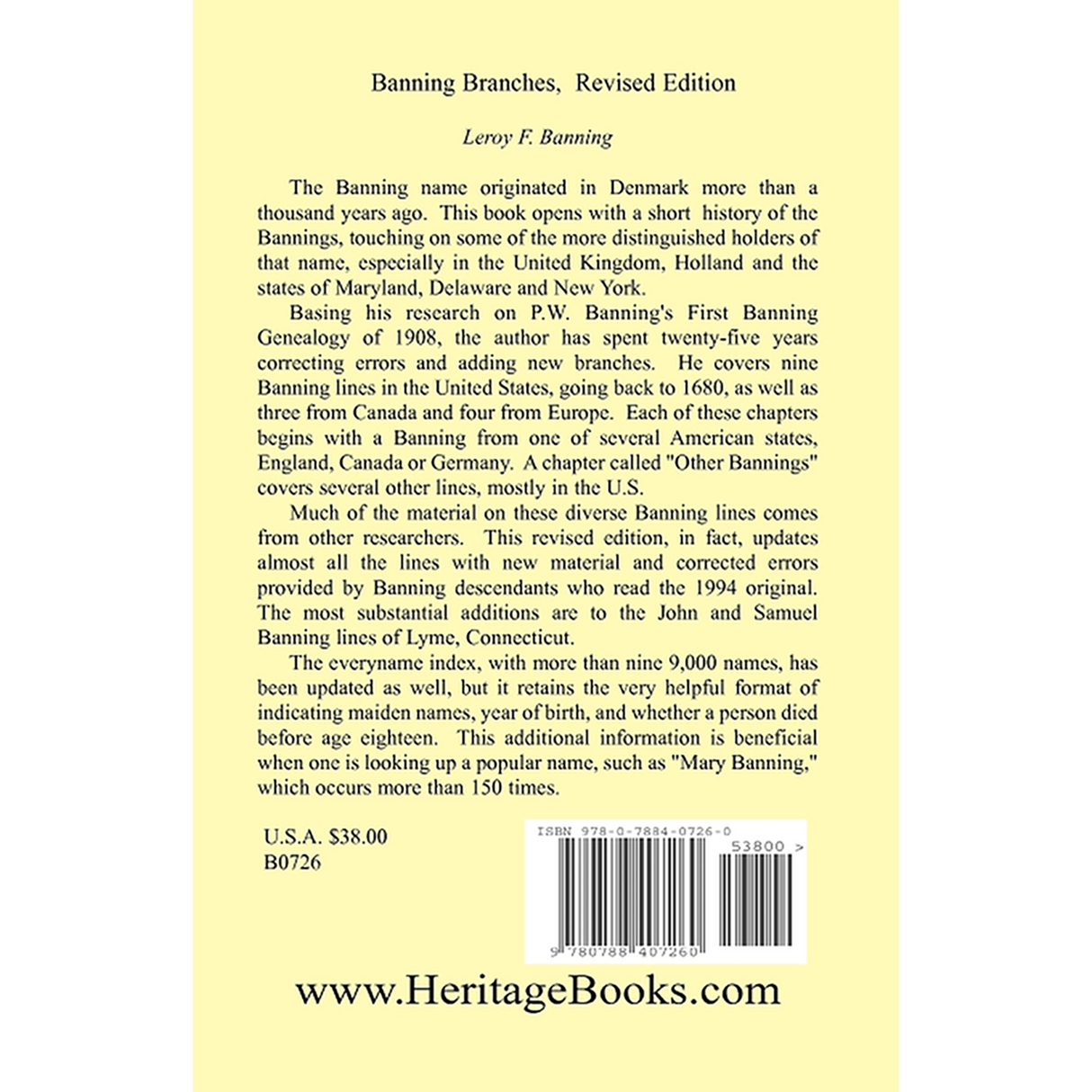 Banning Branches: Revised Edition back cover