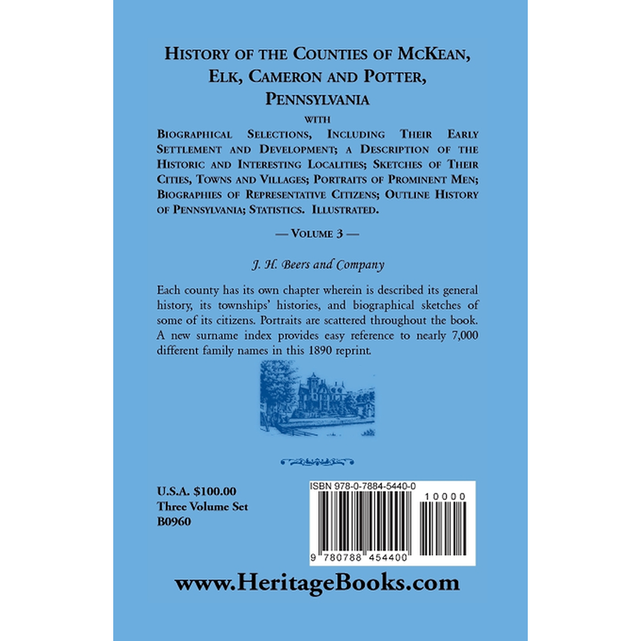 History of Counties of McKean, Elk, Cameron and Potter, Pennsylvania, Volume 3 back cover
