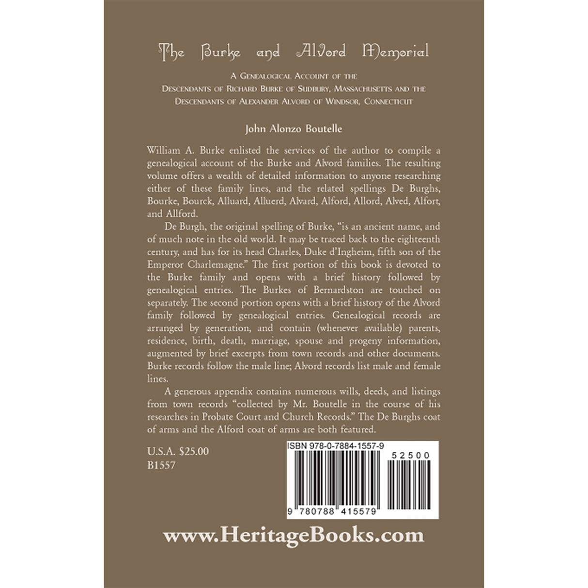 The Burke and Alvord Memorial back cover