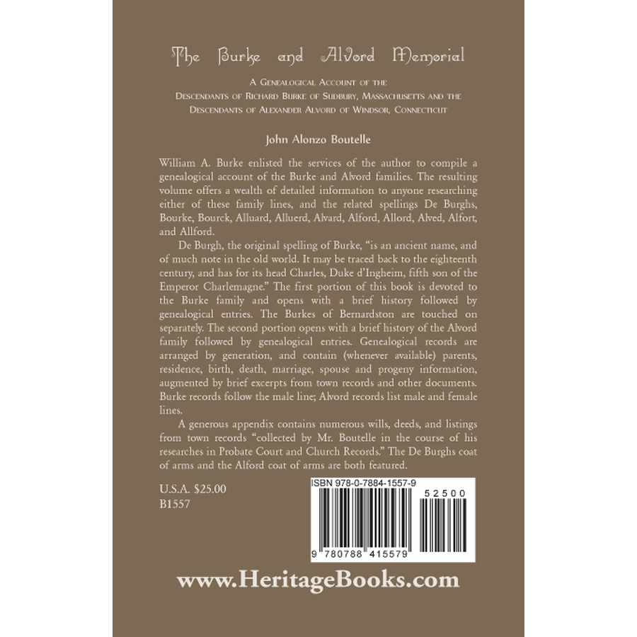 The Burke and Alvord Memorial back cover