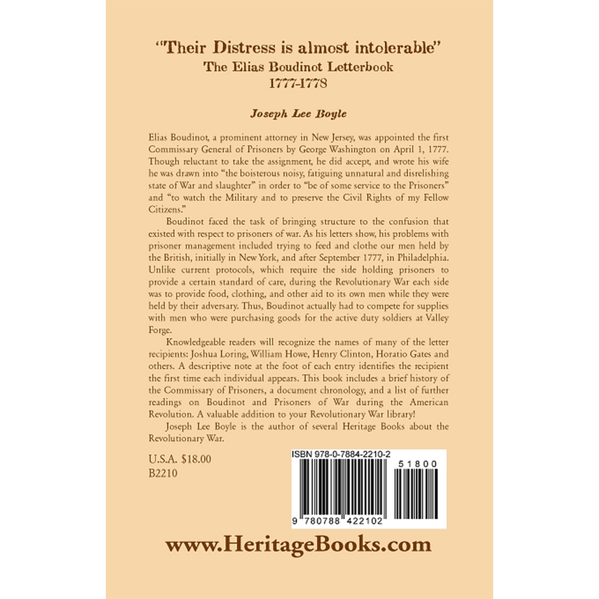 "Their Distress is Almost Intolerable": The Elias Boudinot Letterbook, 1777-1778 back cover