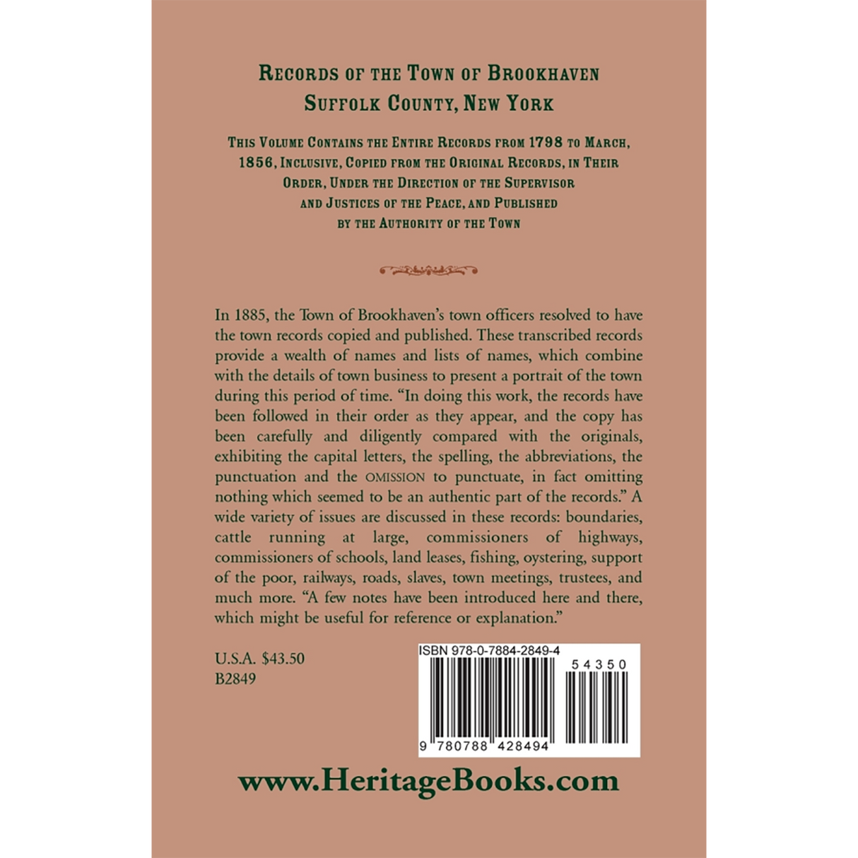 Records of the Town of Brookhaven, Suffolk County, New York back cover