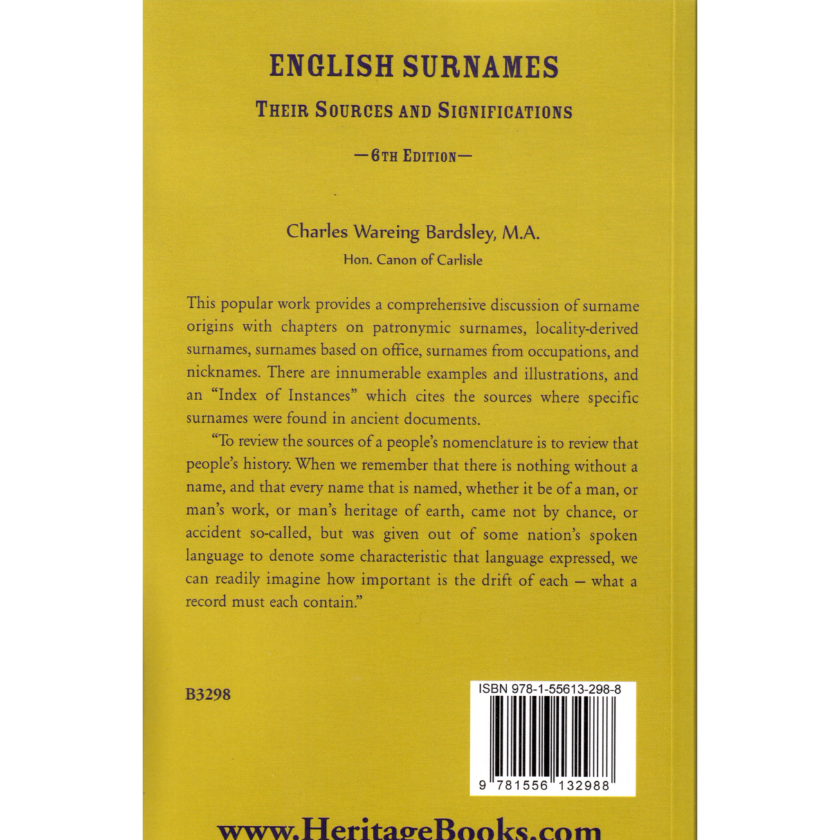 English Surnames: Their Sources and Significations, 6th edition back cover
