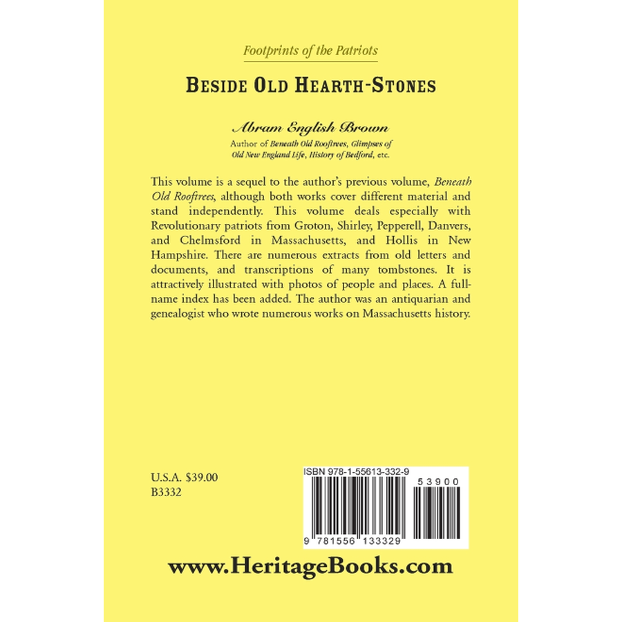 Beside Old Hearth-Stones back cover