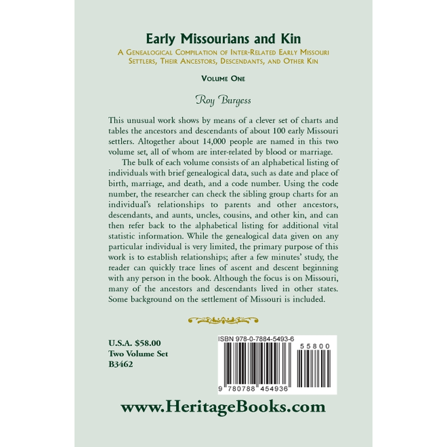 Early Missourians and Kin, Volume 1 back cover