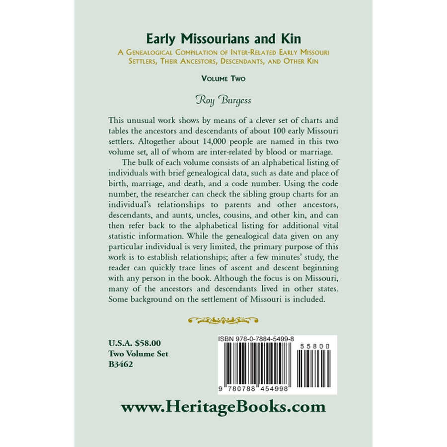 Early Missourians and Kin, Volume 2 back cover