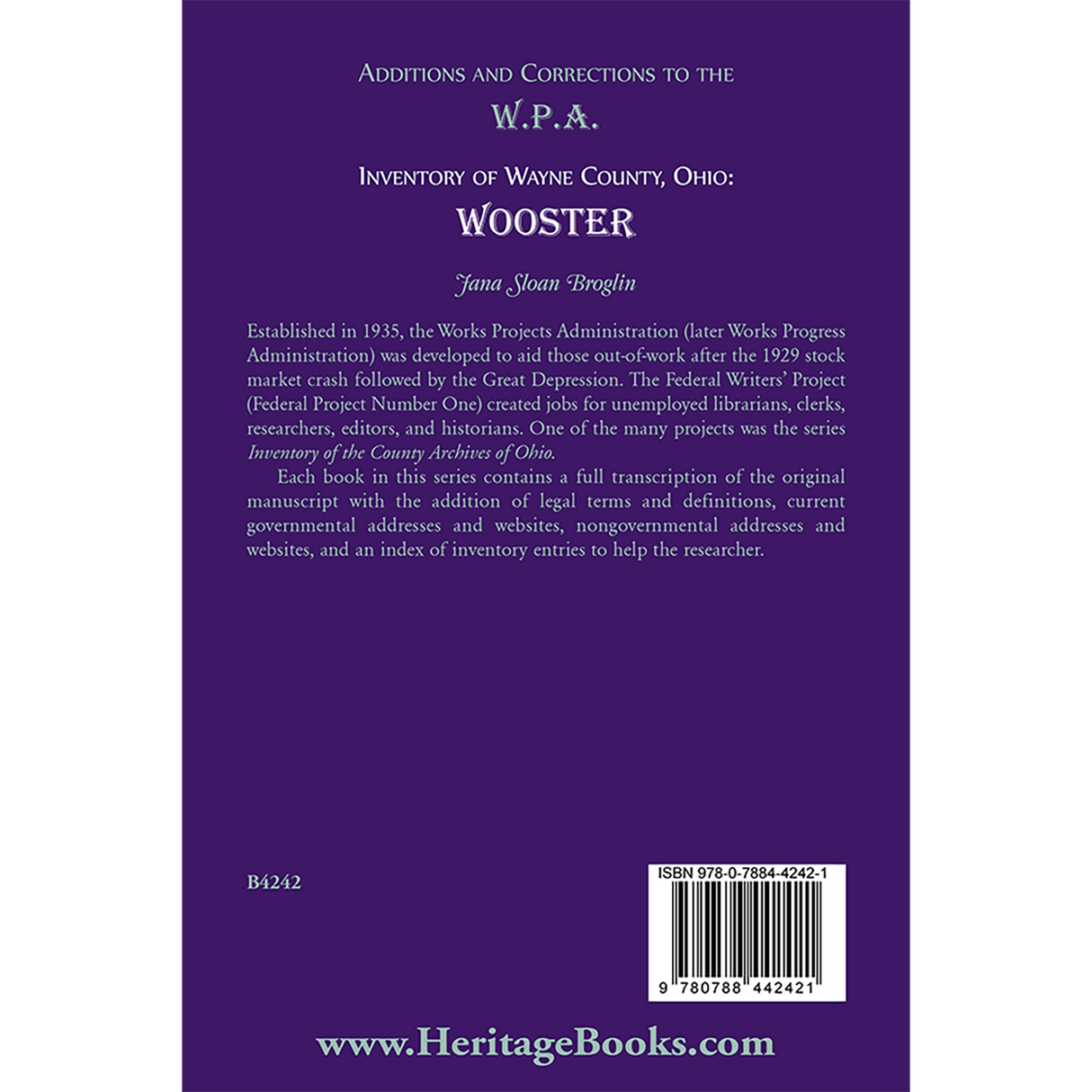 Additions and Corrections to the W.P.A. Inventory of Wayne County, Ohio: Wooster