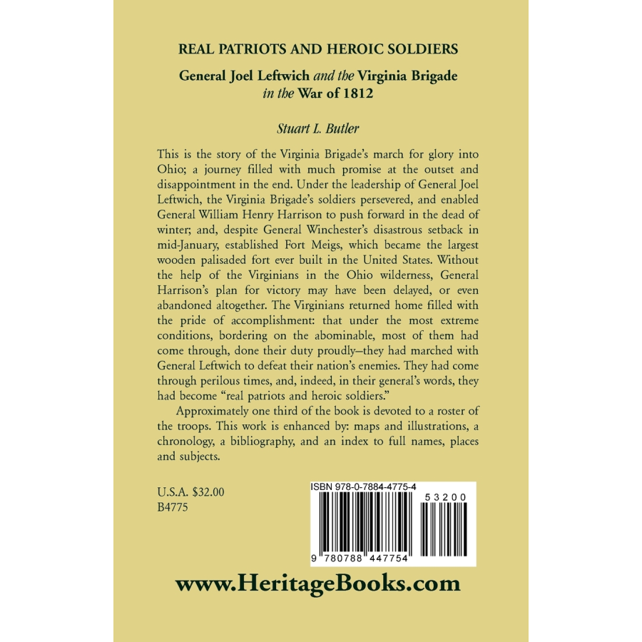 Real Patriots and Heroic Soldiers: Gen. Joel Leftwich and the Virginia Brigade in the War of 1812 back cover