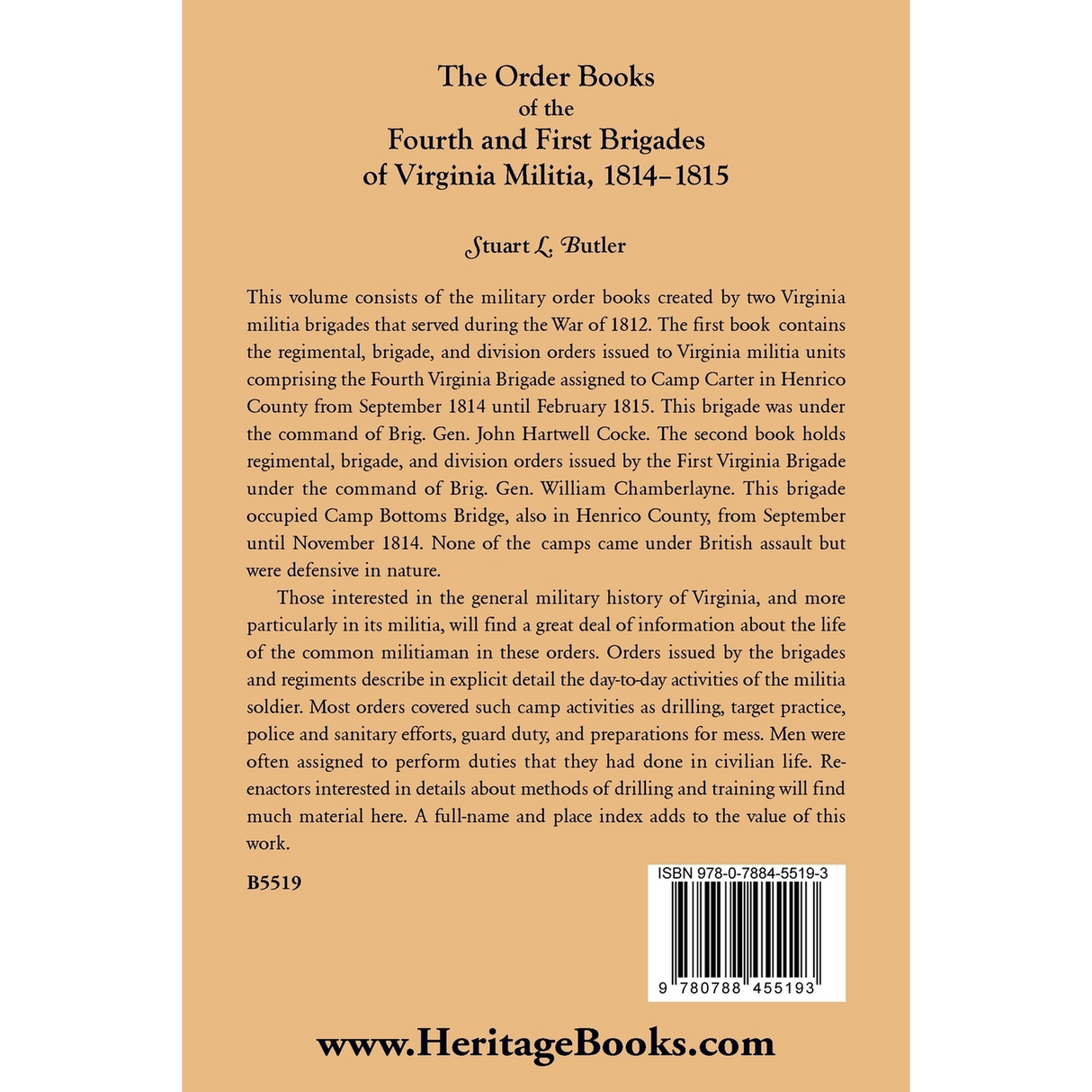 The Order Books of the Fourth and First Brigades of Virginia Militia, 1814-1815 back cover