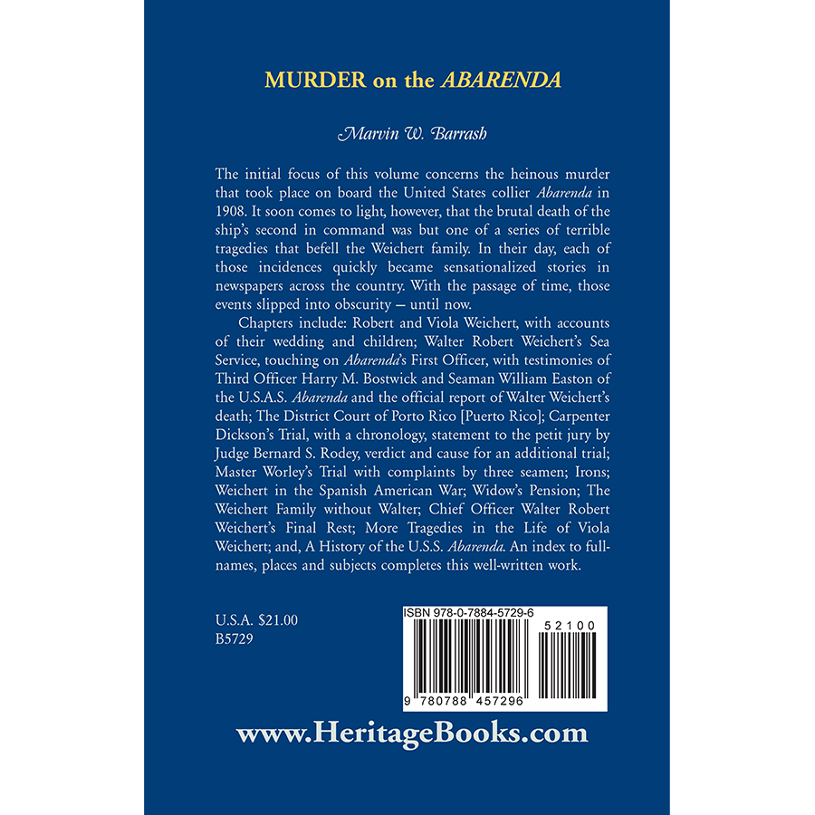 Murder on the Abarenda back cover