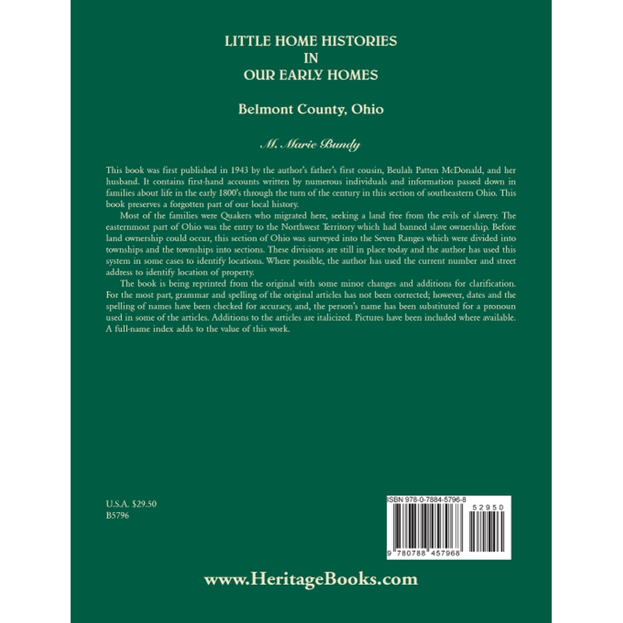Little Home Histories in our Early Homes Belmont County, Ohio back cover