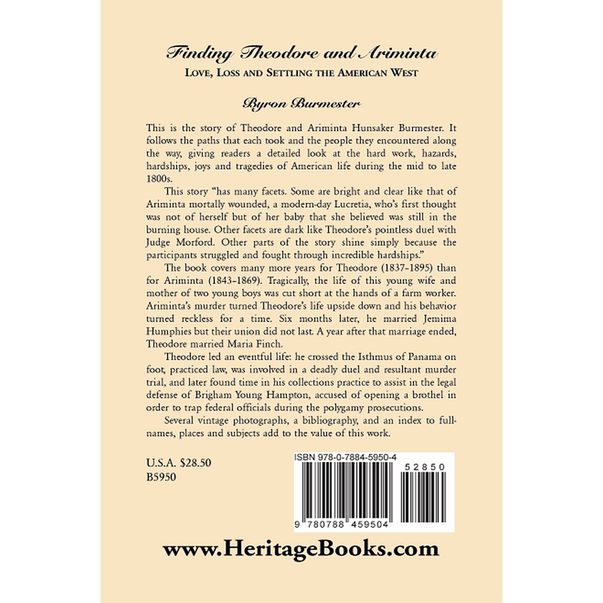 Finding Theodore and Ariminta: Love, Loss and Settling the American West back cover