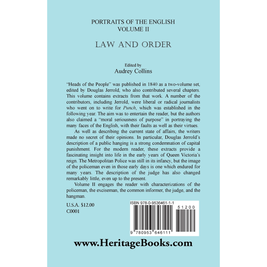 Portraits of the English, Volume II: Law and Order back cover