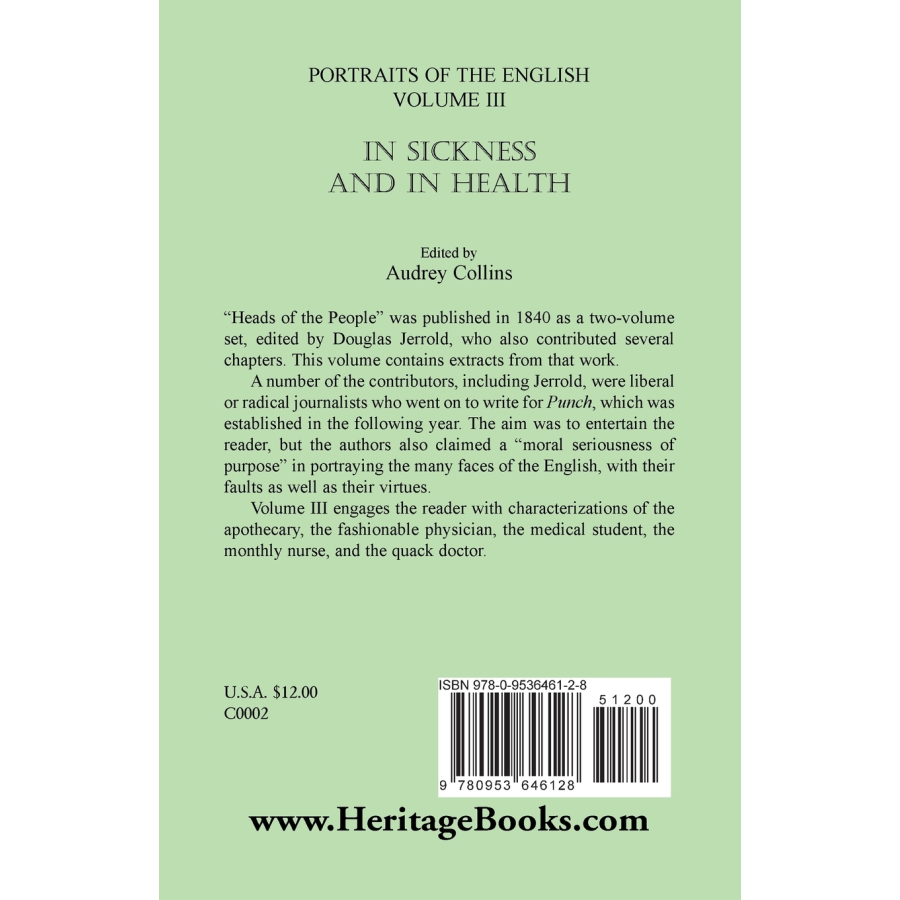Portraits of the English, Volume III: In Sickness And In Health back cover
