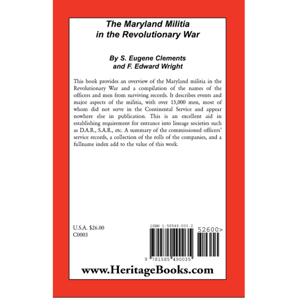 The Maryland Militia in the Revolutionary War back cover