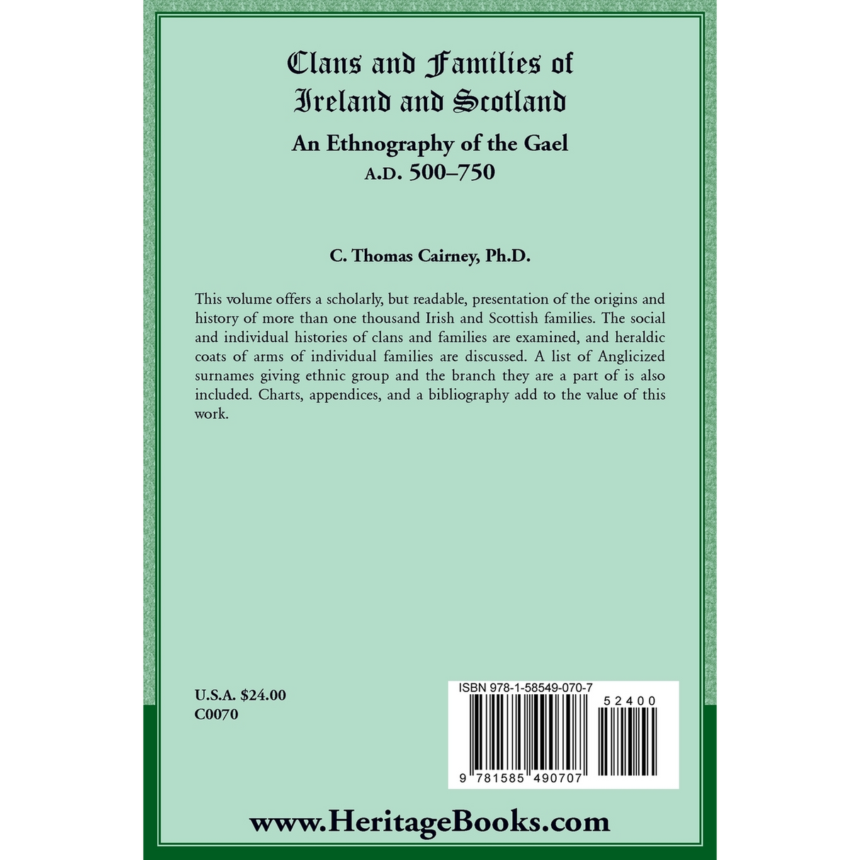 Clans and Families of Ireland and Scotland: An Ethnography of the Gael, A.D. 500-1750 back cover