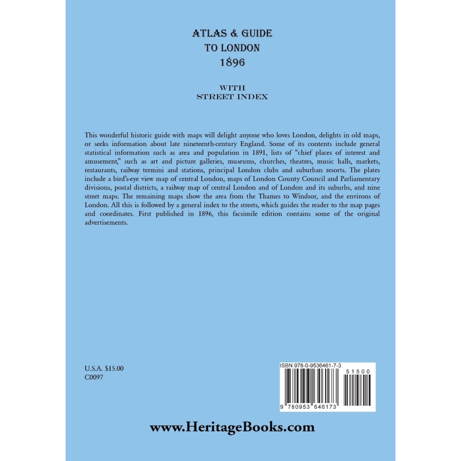 Atlas and Guide to London, 1896, with street index back cover