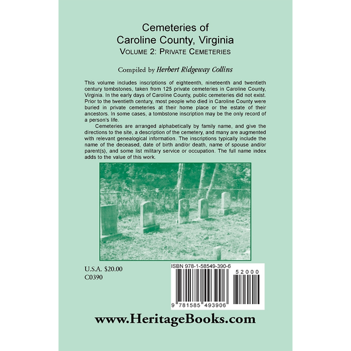 Cemeteries of Caroline County, Virginia, Volume 2, Private Cemeteries back cover