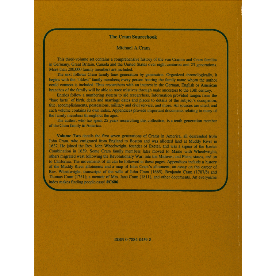 The Cram Sourcebook: Volume Two back cover