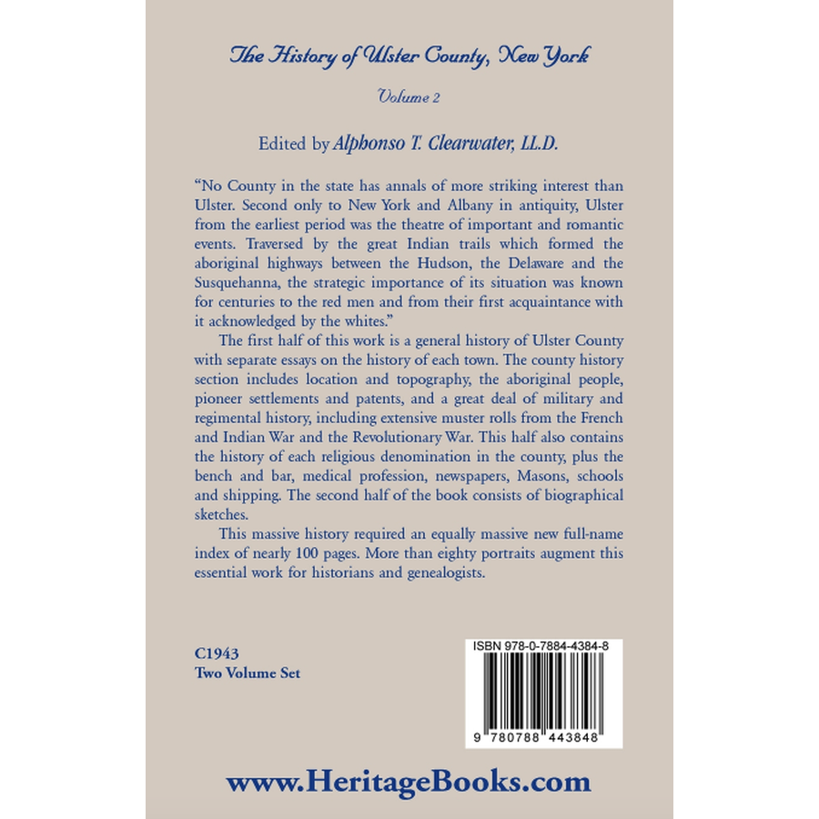 The History of Ulster County, New York Volume 2 back cover
