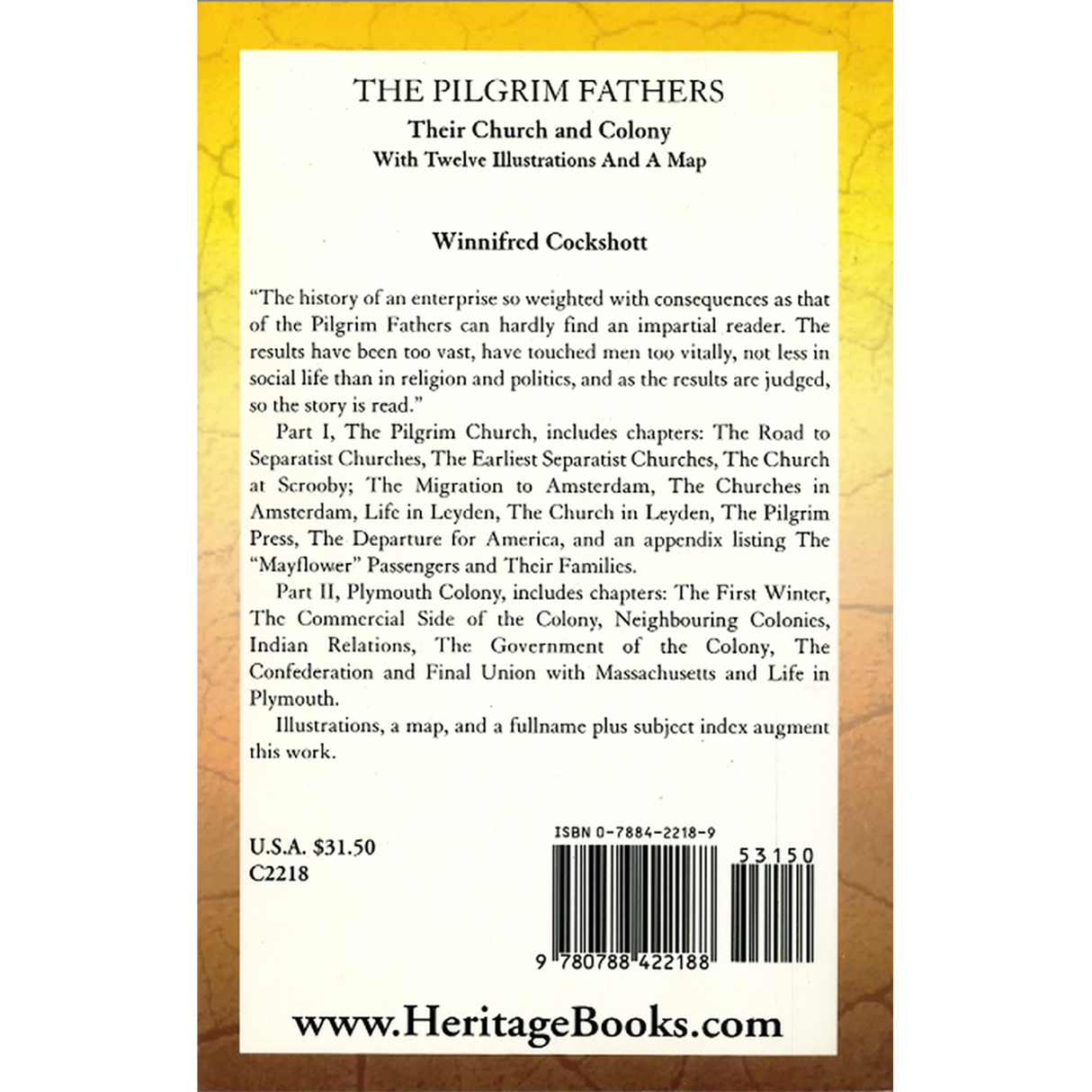 The Pilgrim Fathers: Their Church and Colony back cover