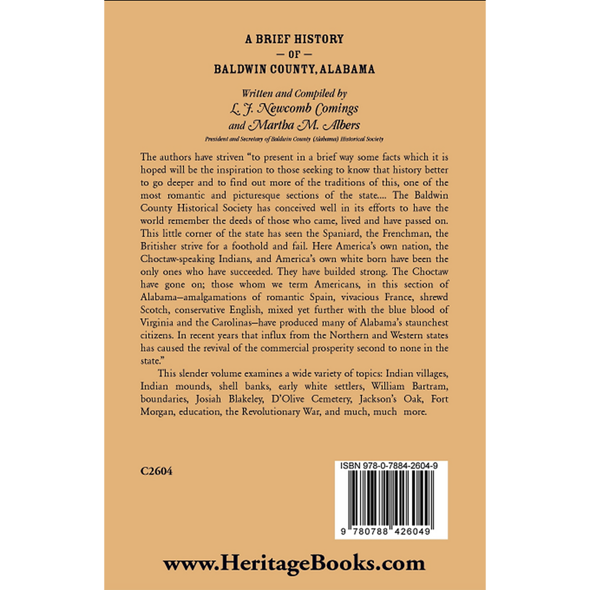 A Brief History of Baldwin County, Alabama back cover