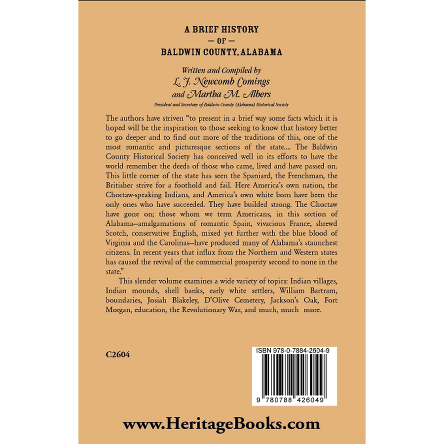 A Brief History of Baldwin County, Alabama back cover