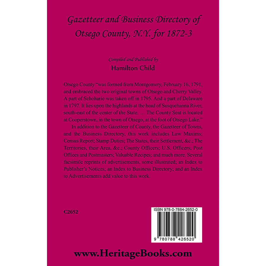 Gazetteer and Business Directory of Otsego County, New York for 1872-3