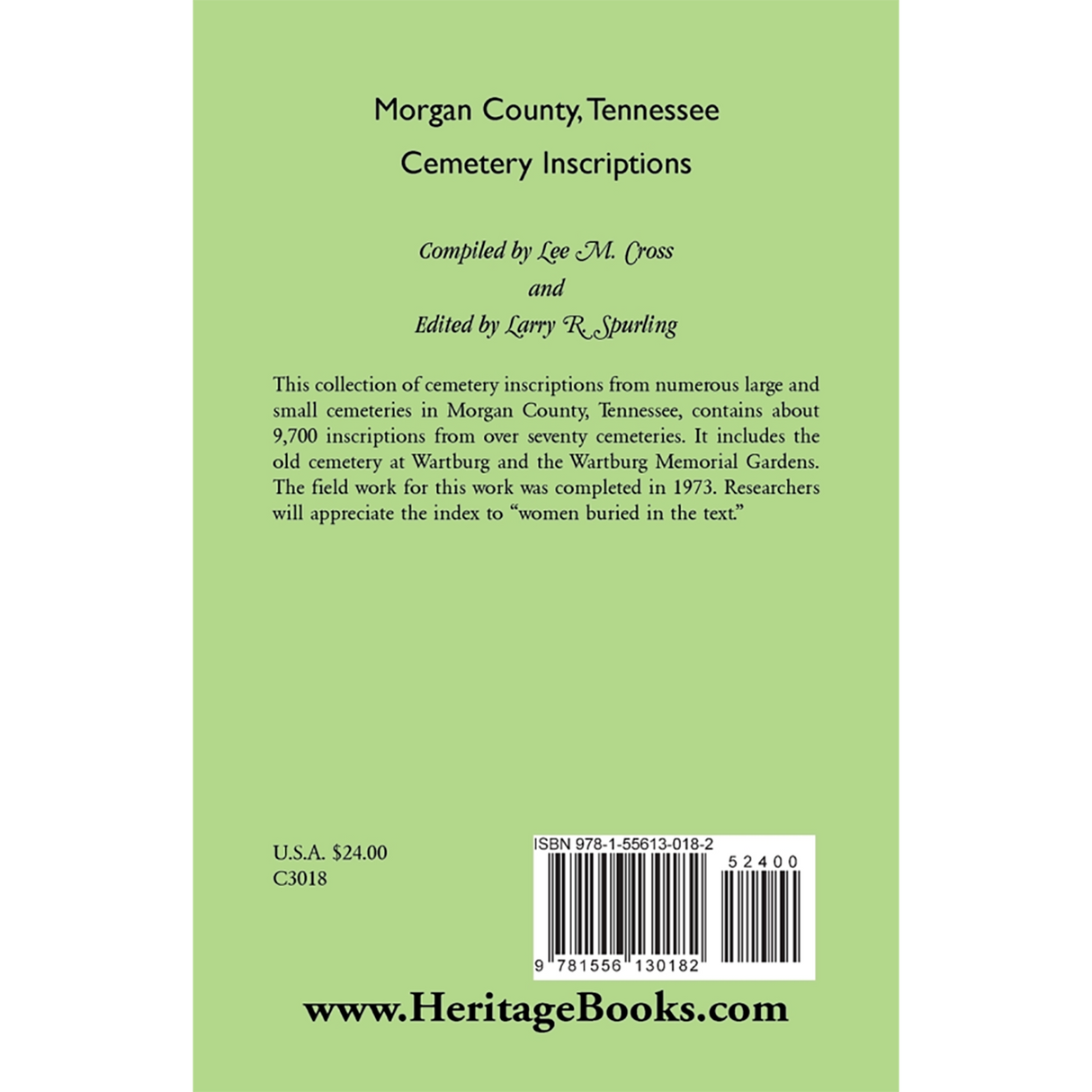 Morgan County, Tennessee Cemetery Inscriptions back cover