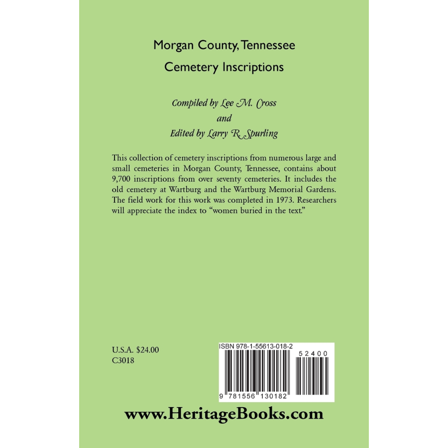 Morgan County, Tennessee Cemetery Inscriptions back cover