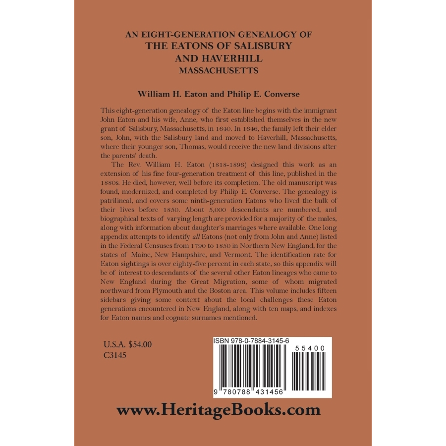 An Eight-Generation Genealogy of the Eatons of Salisbury and Haverhill, Massachusetts back cover