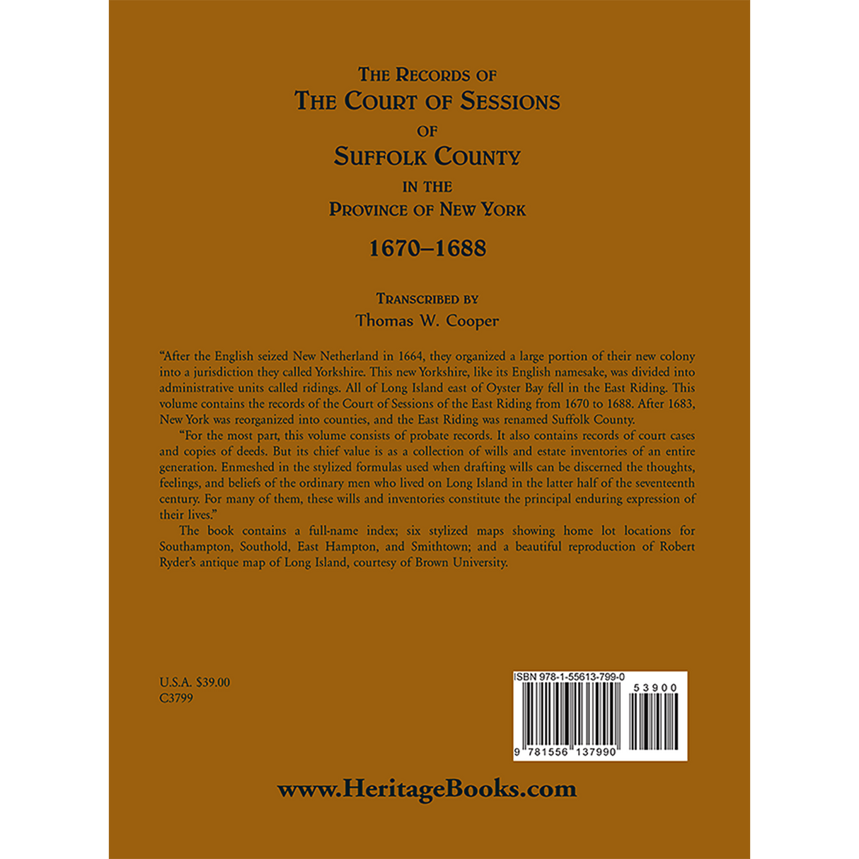 The Records of the Court of Sessions of Suffolk County in the Province of New York, 1670-1688 back cover