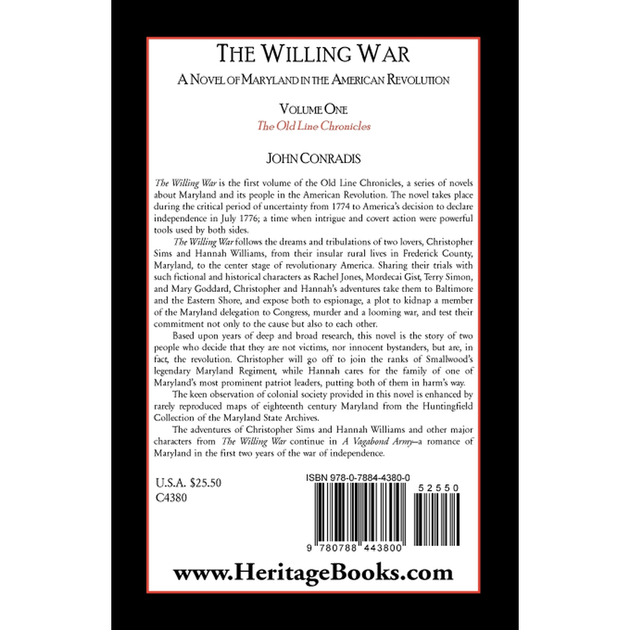 The Willing War: A Novel of Maryland in the American Revolution back cover