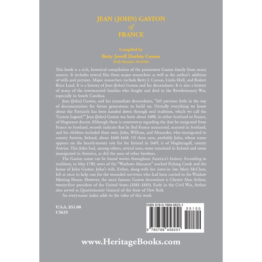 Jean (John) Gaston of France back cover