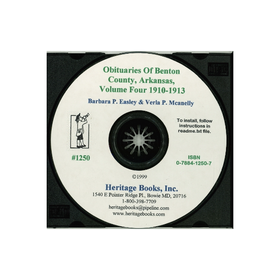 CD-Obituaries of Benton County, Arkansas, Volume 4, 1910-1913