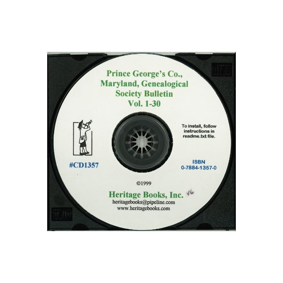 CD-Prince George's County, Maryland Genealogical Society Bulletin, Volumes 1-30