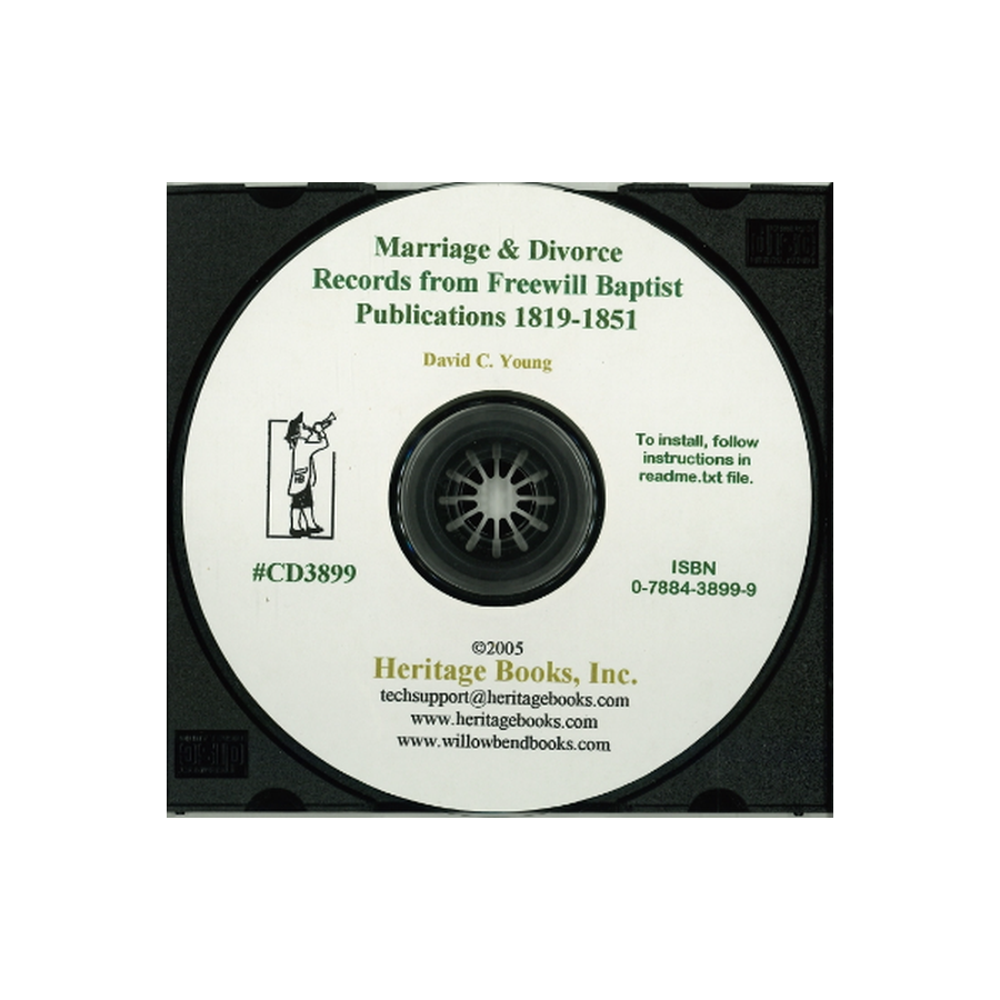 CD-Marriage and Divorce Records from Freewill Baptist Publications, 1819-1851